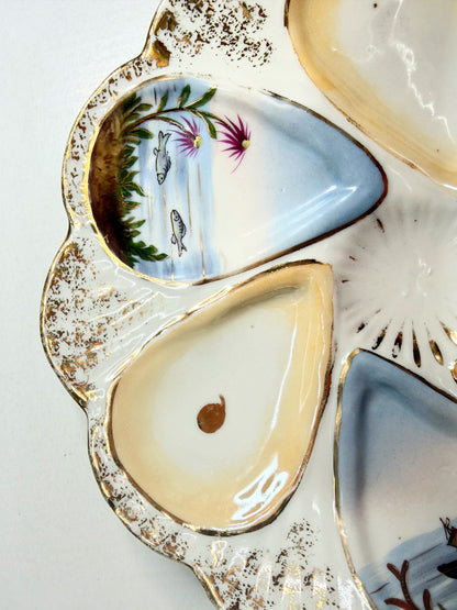 Vintage Spode English Porcelain Oyster Plate Scenic Wells 8.5" A746