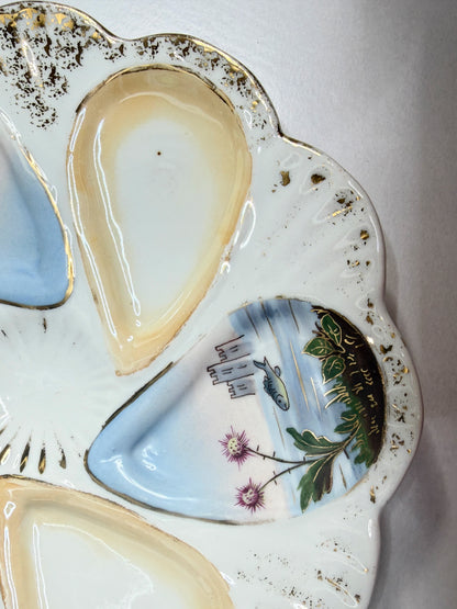 Vintage Spode English Porcelain Oyster Plate Scenic Wells 8.5" A746