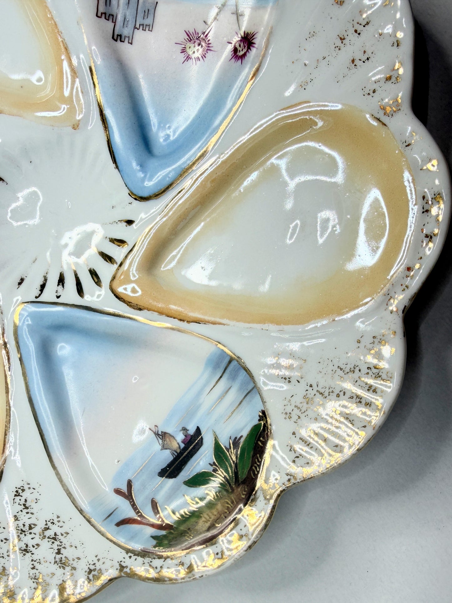 Vintage Spode English Porcelain Oyster Plate Scenic Wells 8.5" A746