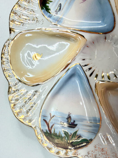 Vintage Spode English Porcelain Oyster Plate Scenic Wells 8.5" A746