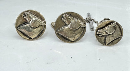 Georg Jensen Arno Malinowski Horse Head Cufflinks Tie Tack Sterling 20.1gm SS501