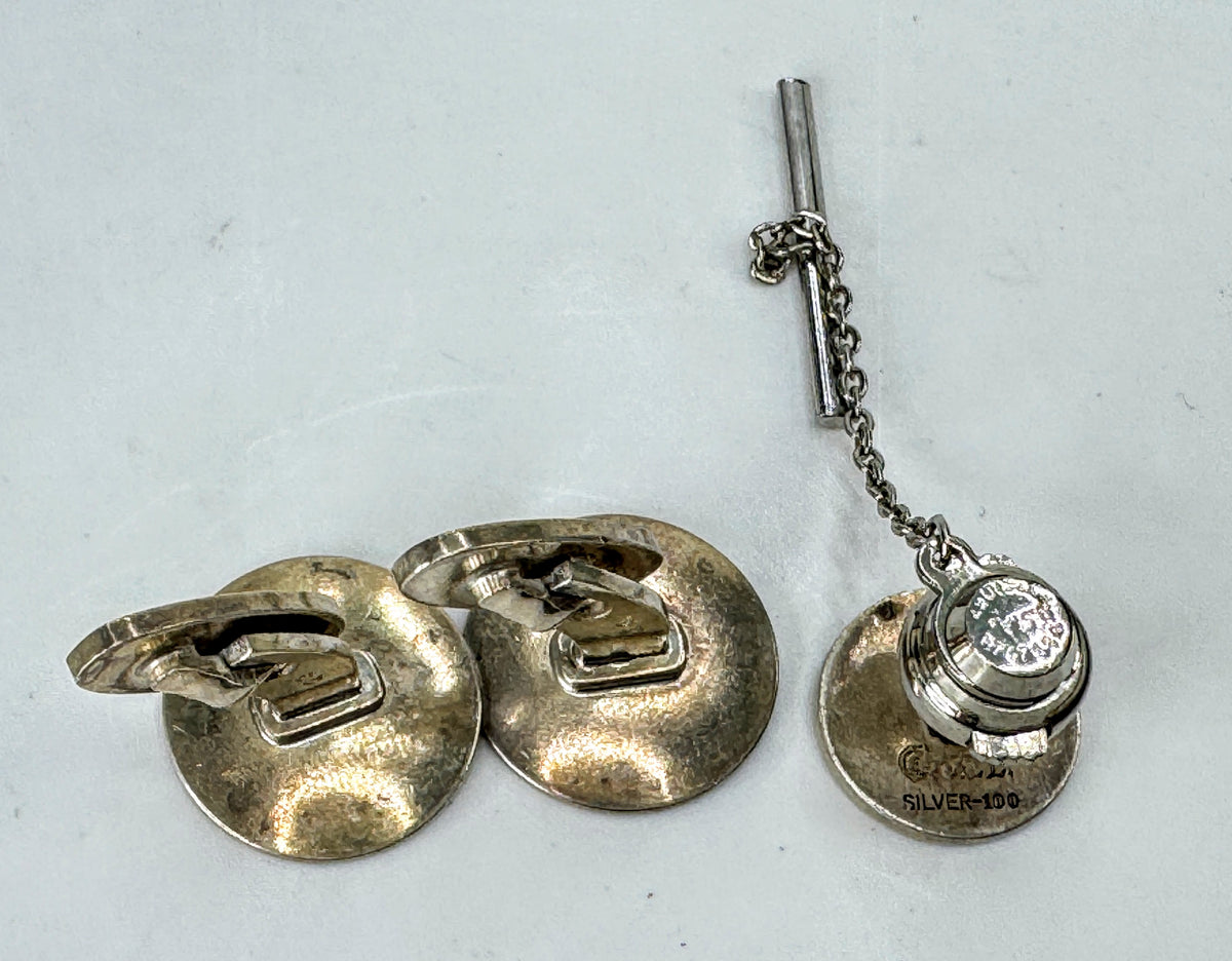 Georg Jensen Arno Malinowski Horse Head Cufflinks Tie Tack Sterling 20.1gm SS501