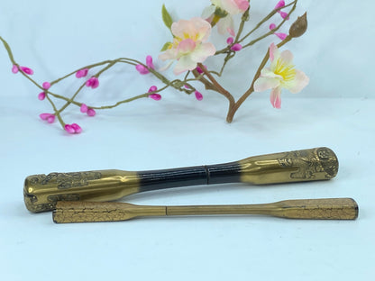Japanese Kanzashi Kougai set of 2 Wooden Kimono Hair Ornament c1945 GS523