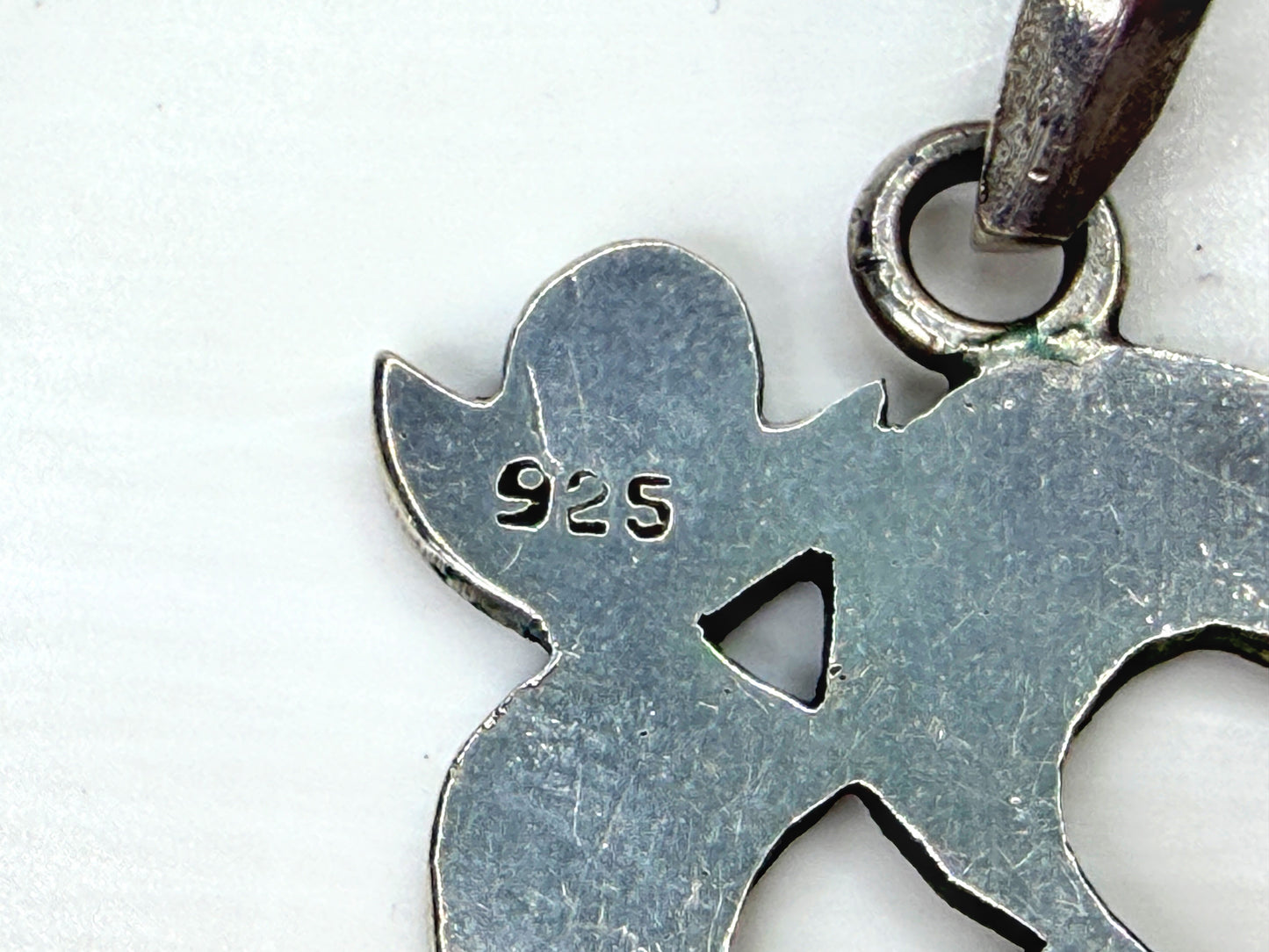 Vintage Sterling Silver Turquoise Inlay Om Pendant Artisan Jewelry JR1979