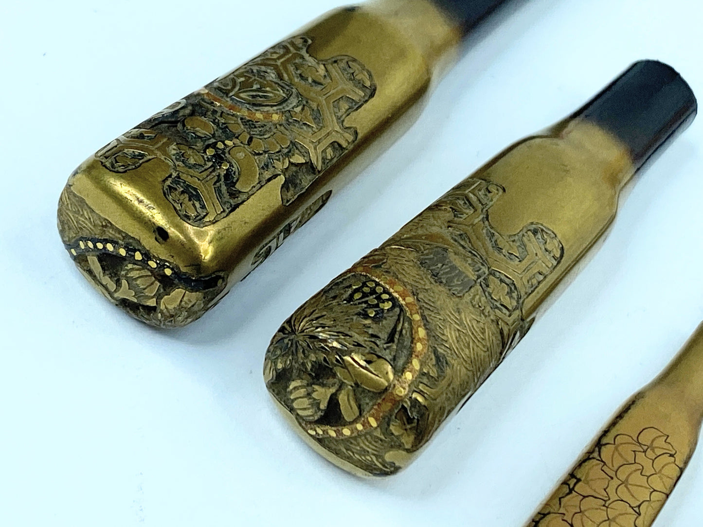 Japanese Kanzashi Kougai set of 2 Wooden Kimono Hair Ornament c1945 GS523
