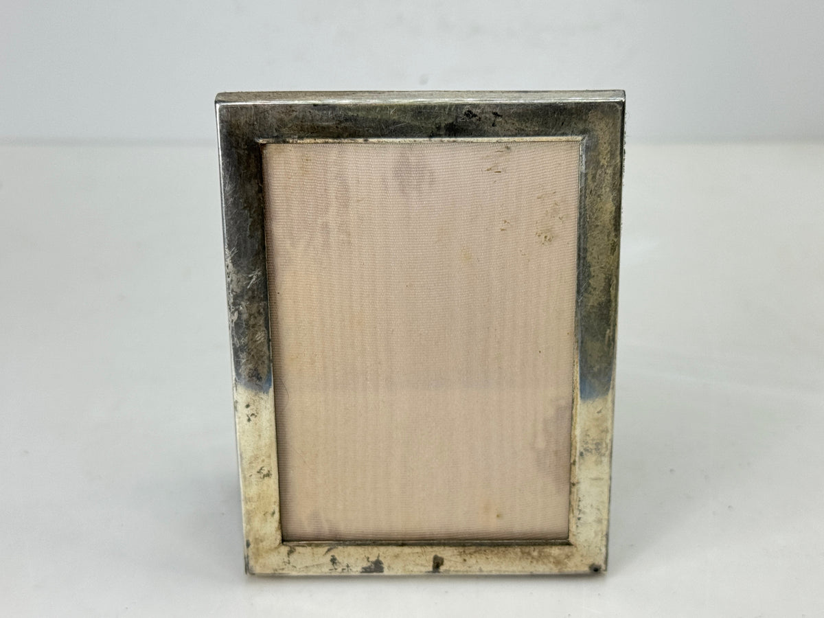 Antique Sterling Silver Miniature Picture Frame Green Velvet Easel 47.4g SS502