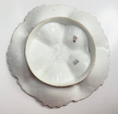 Antique Limoges Oyster Plate Hand Painted Florals Gilt Scalloped 9" A749