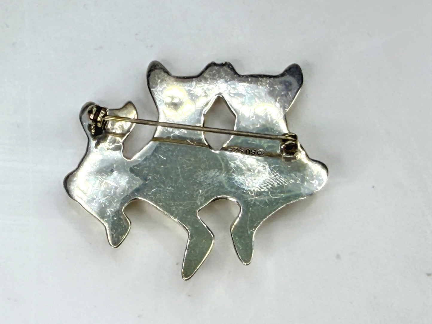 Vintage Sterling Silver Three Sitting Cats Brooch Figural Feline Pin 1.5" JR1980