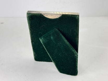 Antique Sterling Silver Miniature Picture Frame Green Velvet Easel 47.4g SS502