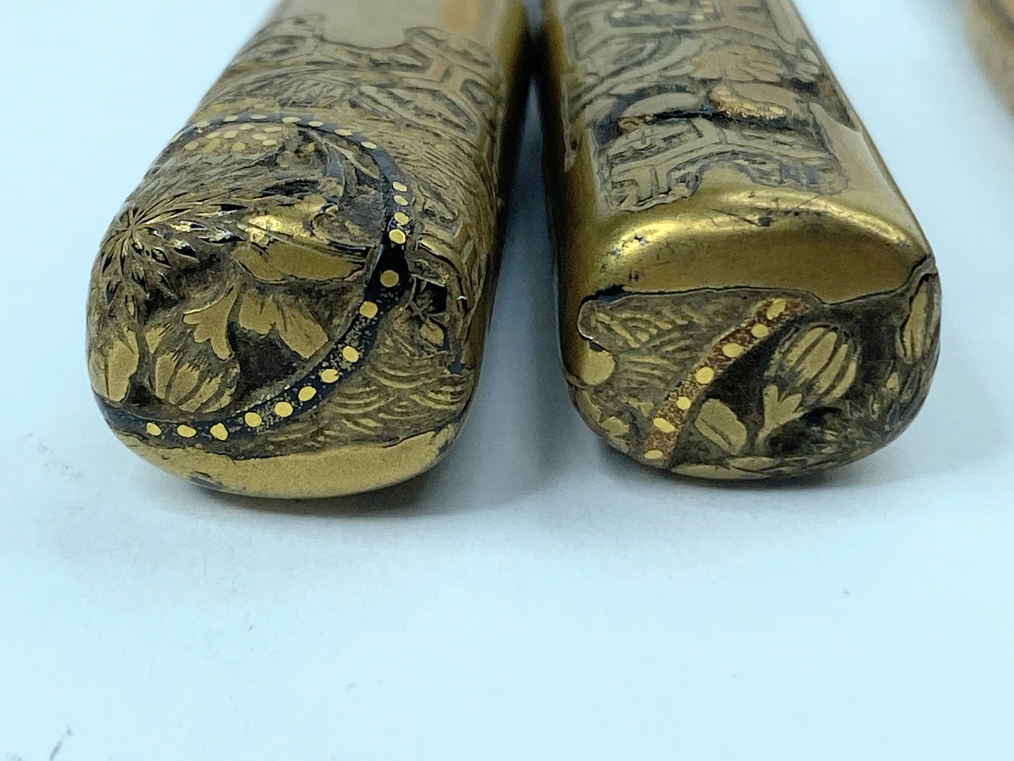 Japanese Kanzashi Kougai set of 2 Wooden Kimono Hair Ornament c1945 GS523