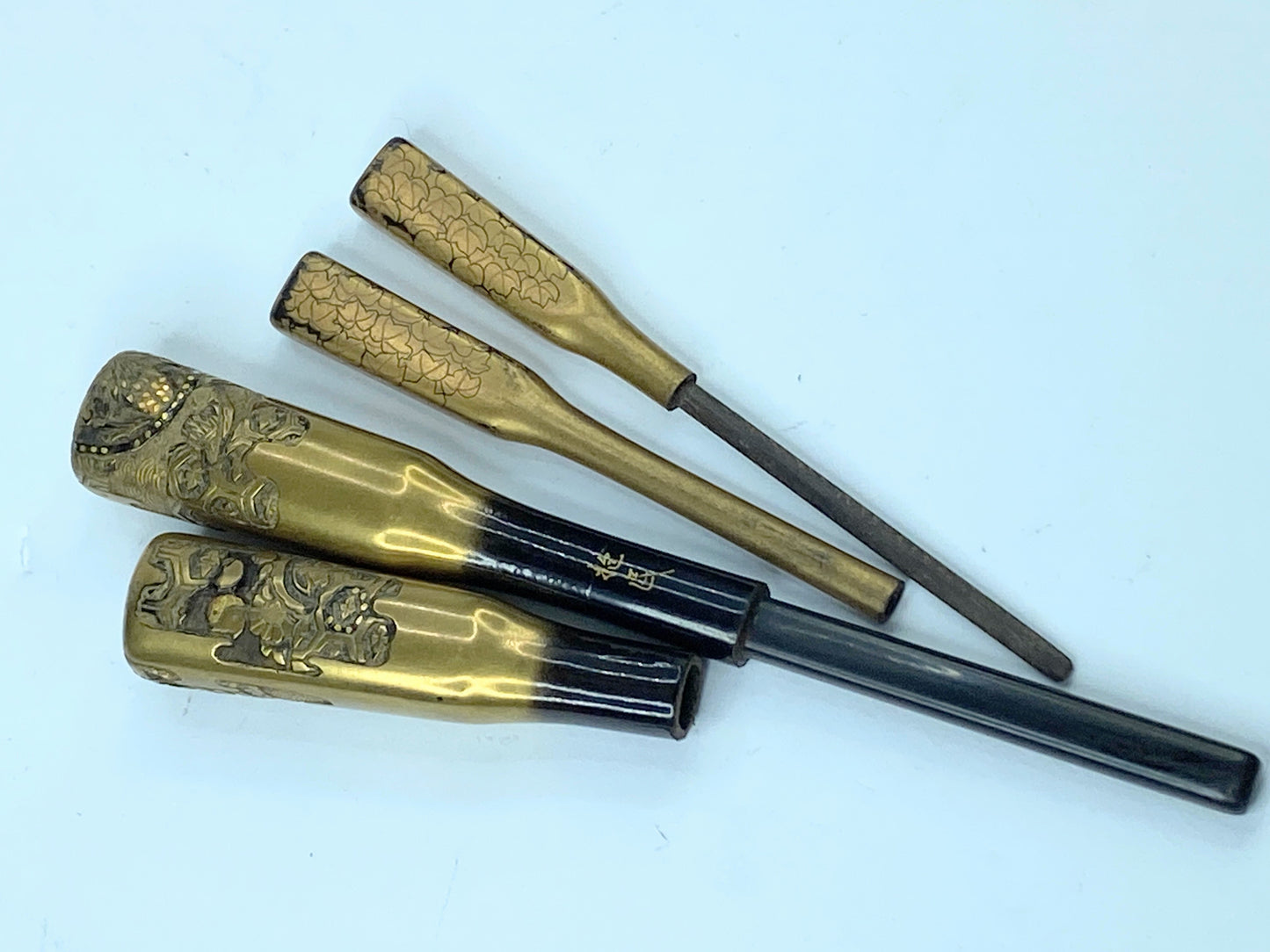 Japanese Kanzashi Kougai set of 2 Wooden Kimono Hair Ornament c1945 GS523