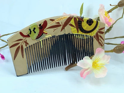 Japanese Geisha Comb Kushi Hairpiece Kanzashi Makie handmade GS524