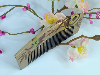 Japanese Geisha Comb Kushi Hairpiece Kanzashi Makie handmade GS524
