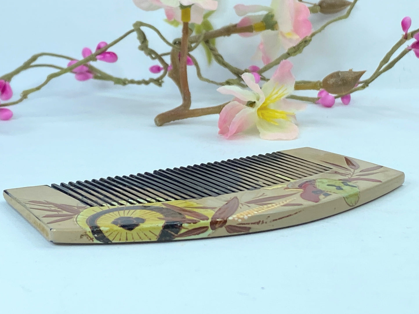 Japanese Geisha Comb Kushi Hairpiece Kanzashi Makie handmade GS524