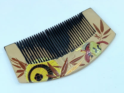Japanese Geisha Comb Kushi Hairpiece Kanzashi Makie handmade GS524
