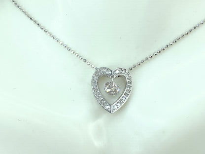 Italy 18 karat 0.3ct Dangle H/SI diamond Heart pendant necklace 3g 15.0" JR9561