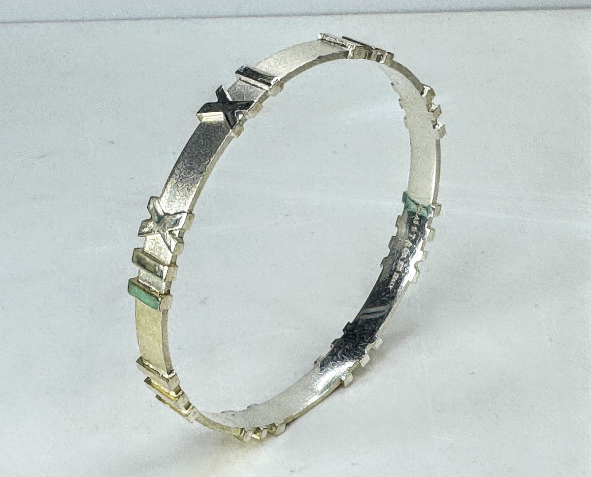 Vintage Tiffany & Co. Atlas Roman letter Sterling Silver Bangle Bracelet JR2088