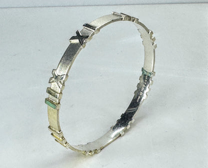 Vintage Tiffany & Co. Atlas Roman letter Sterling Silver Bangle Bracelet JR2088