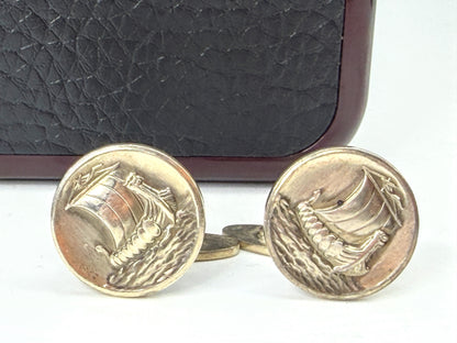 Vintage Georg Jensen Sterling Silver Viking Ship Cufflinks No. 50 15.8g SS480