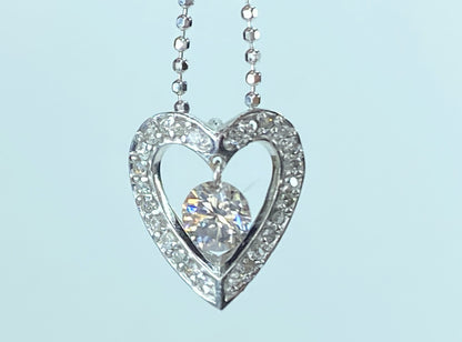 Italy 18 karat 0.3ct Dangle H/SI diamond Heart pendant necklace 3g 15.0" JR9561