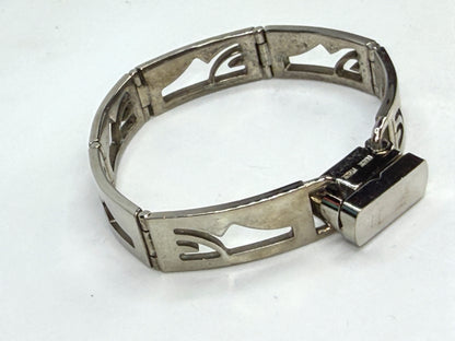 Vintage Salvatore Ferragamo Gancini Link Bracelet Silver Tone Italy GS883