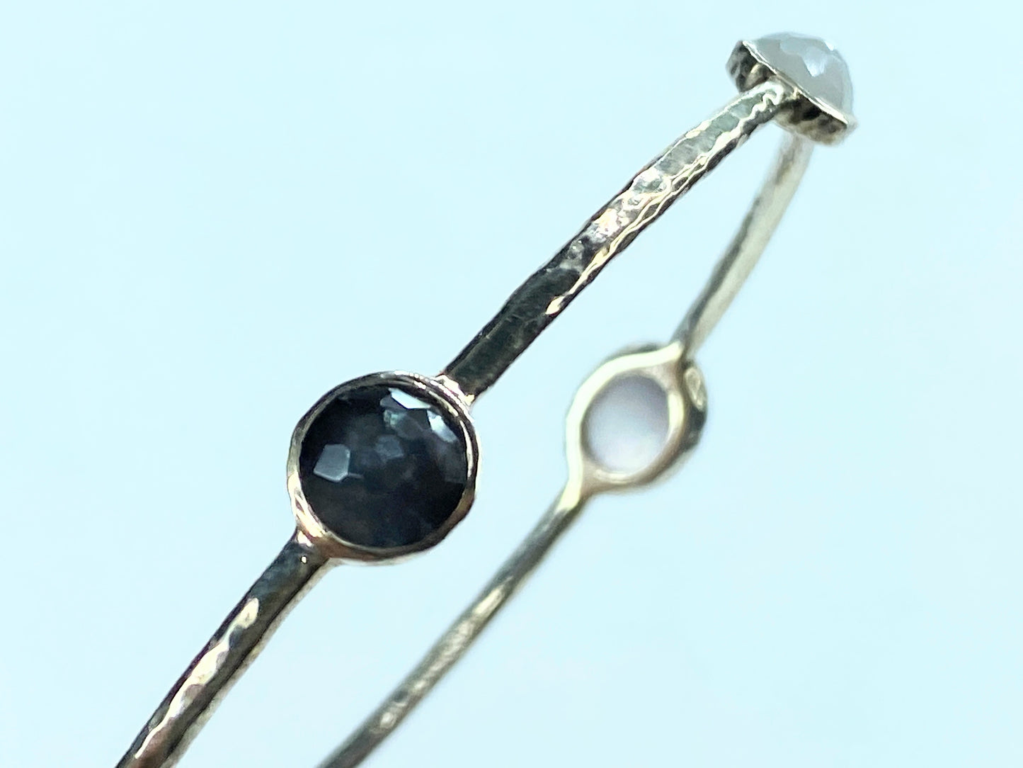 Ippolita Quartz & Mother Of Pearl Five Station Hammered Bracelet 8" 10.3g JR687