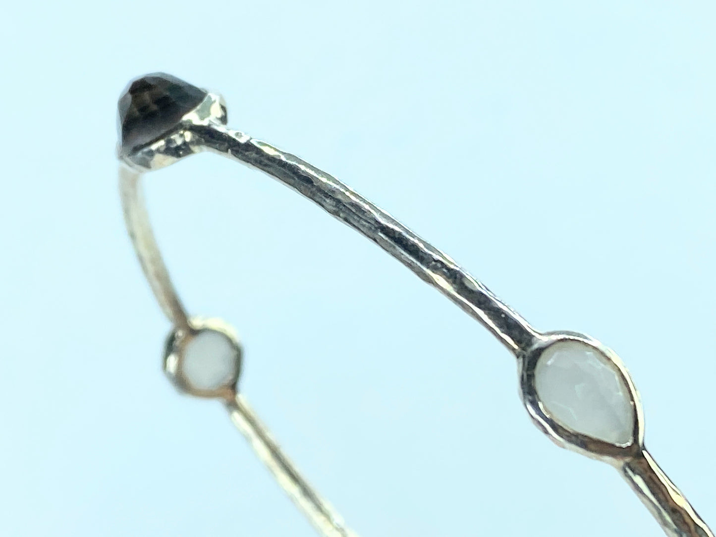 Ippolita Quartz & Mother Of Pearl Five Station Hammered Bracelet 8" 10.3g JR687