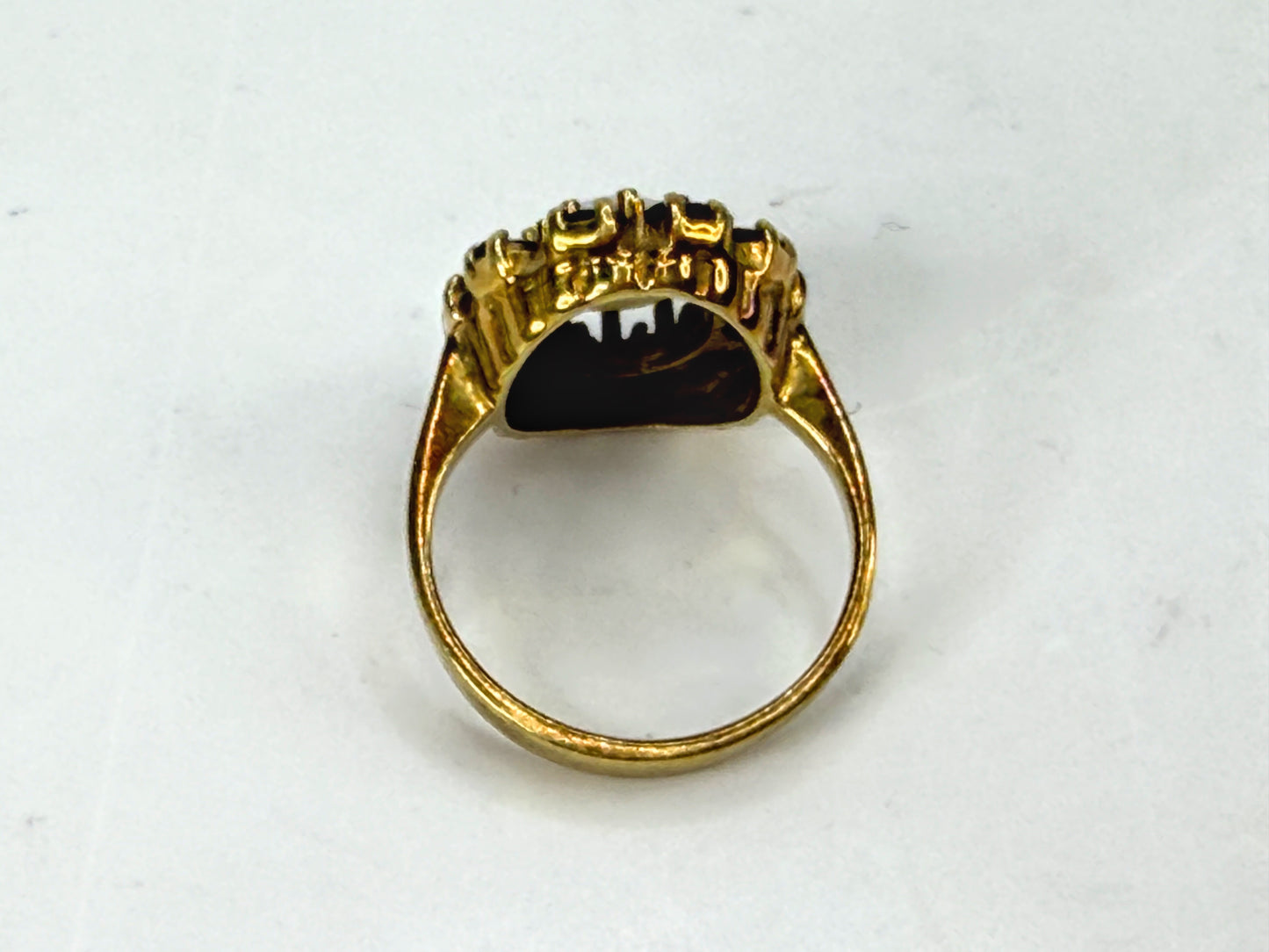 Vintage 14K Gold Opal Garnet Cluster Halo Cocktail Ring Size 5.5 JR1982