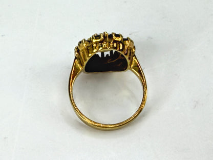 Vintage 14K Gold Opal Garnet Cluster Halo Cocktail Ring Size 5.5 JR1982