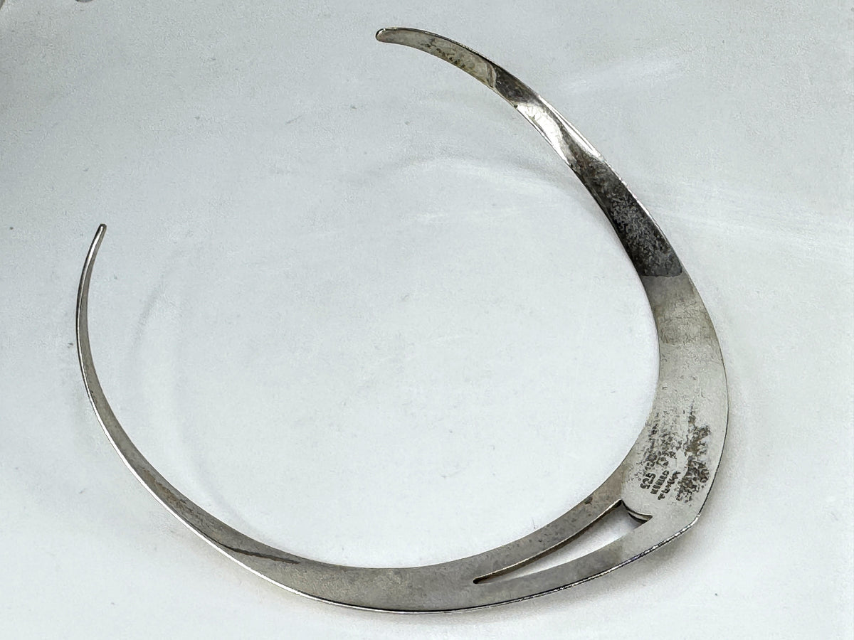 Vintage Mexico 925 Sterling Silver Cat Eye Modernist Collar Necklace 48.9g JR210