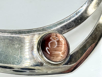 Vintage Mexico 925 Sterling Silver Cat Eye Modernist Collar Necklace 48.9g JR210