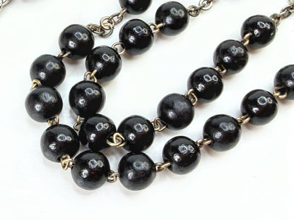 Vintage Dolce & Gabbana 925 Silver Black Bead Rosary Crucifix Necklace JR1983