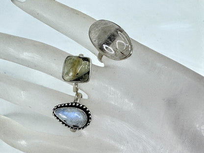 Handmade Green Tourmaline gemstone Sterling Silver Ring Size 7.5  3g s7.5 JR2091