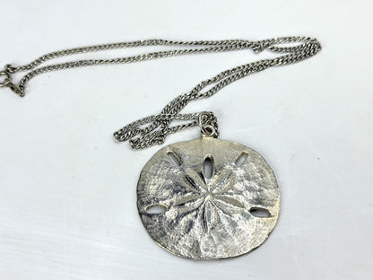 Retired James Avery Sterling Silver 1.75" Large Sand Dollar SS Necklace JR1984