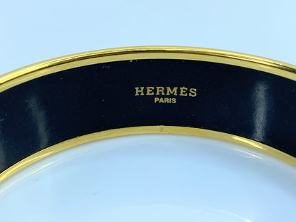 Hermès Black Wide Enamel Cheval Et Harnais Bangle 20mm 8" GS549