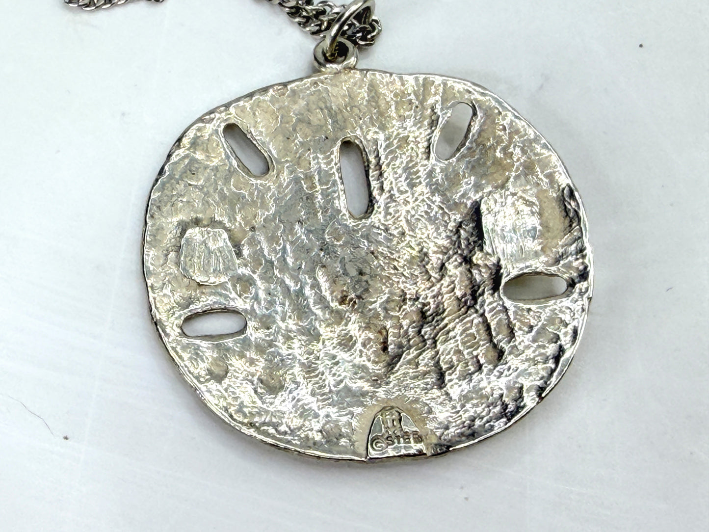 Retired James Avery Sterling Silver 1.75" Large Sand Dollar SS Necklace JR1984