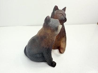 Daum Pâte de Verre Crystal Cat Pair Figurine Mid Century French Art Glass A765