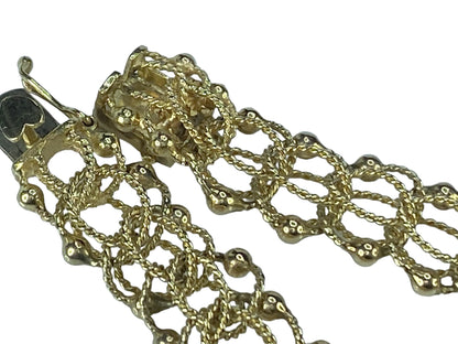 14K yellow gold double link fancy bead charm bracelet starter
