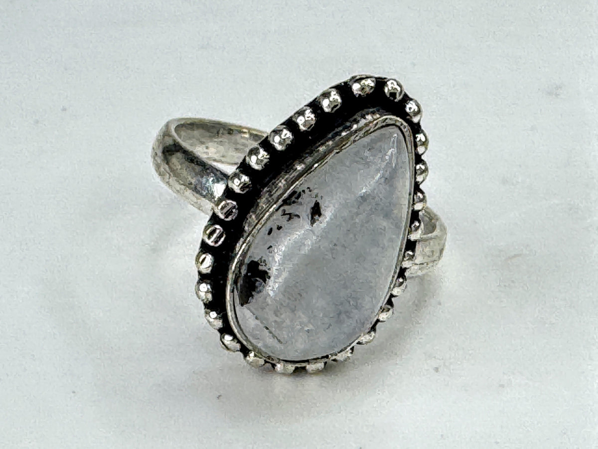 Vintage Sterling Silver Rainbow Moonstone Statement Ring 13.8g Size 7 JR2093