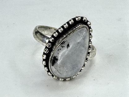 Vintage Sterling Silver Rainbow Moonstone Statement Ring 13.8g Size 7 JR2093