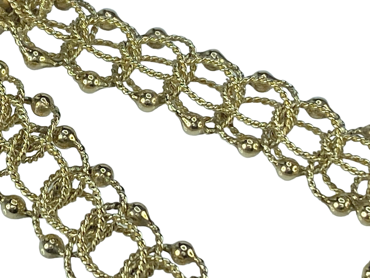 14K yellow gold double link fancy bead charm bracelet starter