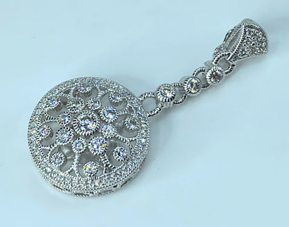 Judith Ripka CZ Sterling Silver lavalier Drop Pendant 8.0g JR9056