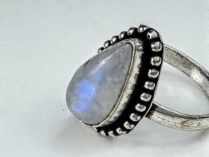 Vintage Sterling Silver Rainbow Moonstone Statement Ring 13.8g Size 7 JR2093