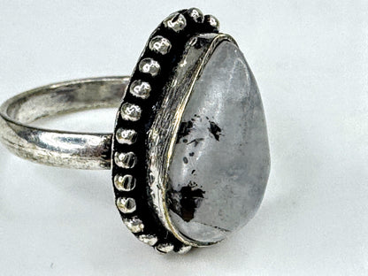 Vintage Sterling Silver Rainbow Moonstone Statement Ring 13.8g Size 7 JR2093