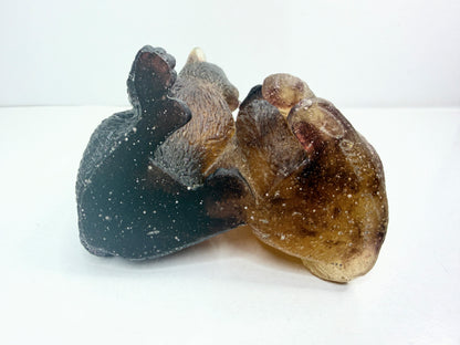 Daum Pâte de Verre Crystal Cat Pair Figurine Mid Century French Art Glass A765