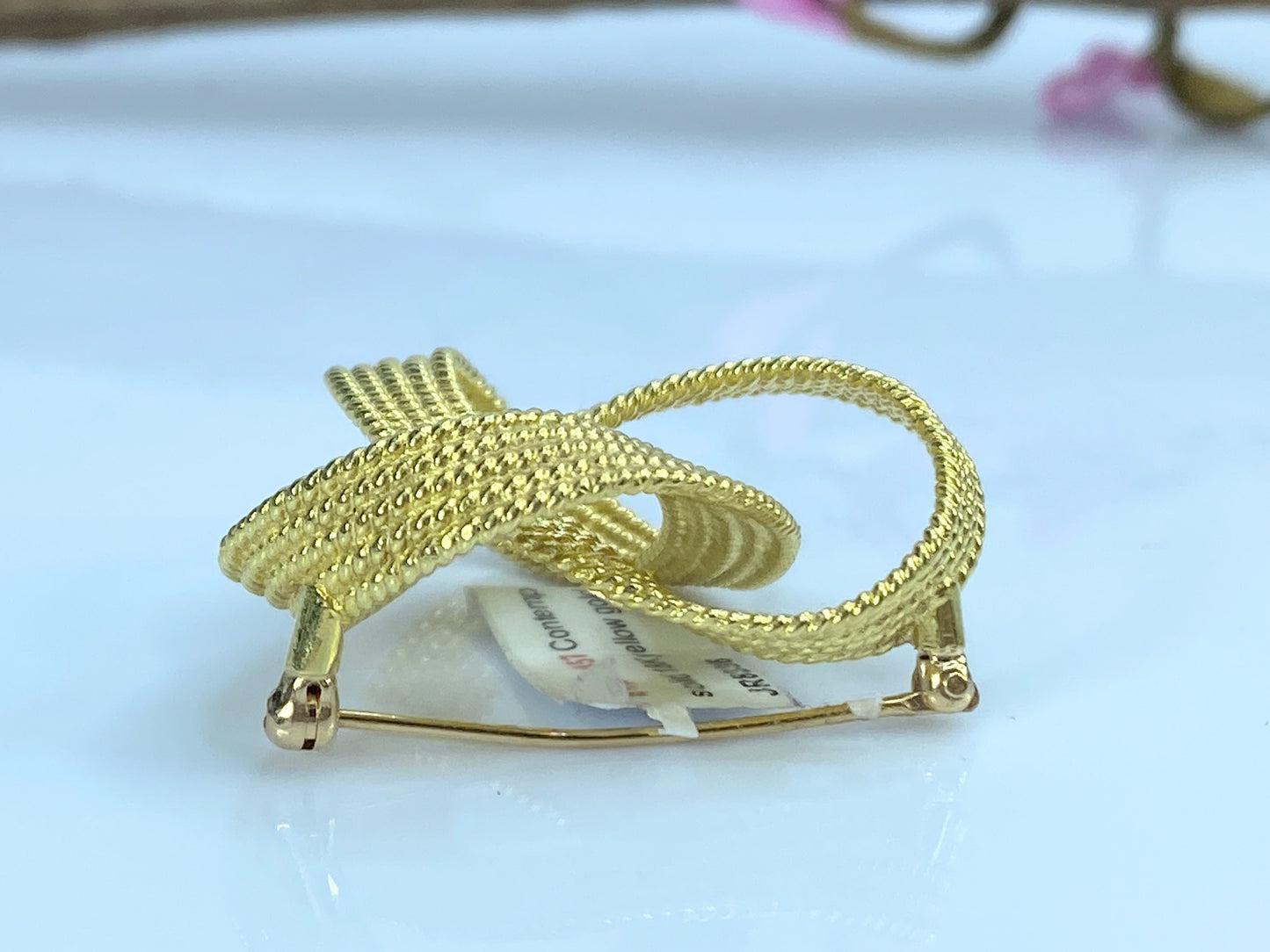 Contemporary Spiral Rope knot solid 18K yellow gold brooch 1.25" 14.7g JR716