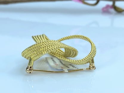 Contemporary Spiral Rope knot solid 18K yellow gold brooch 1.25" 14.7g JR716