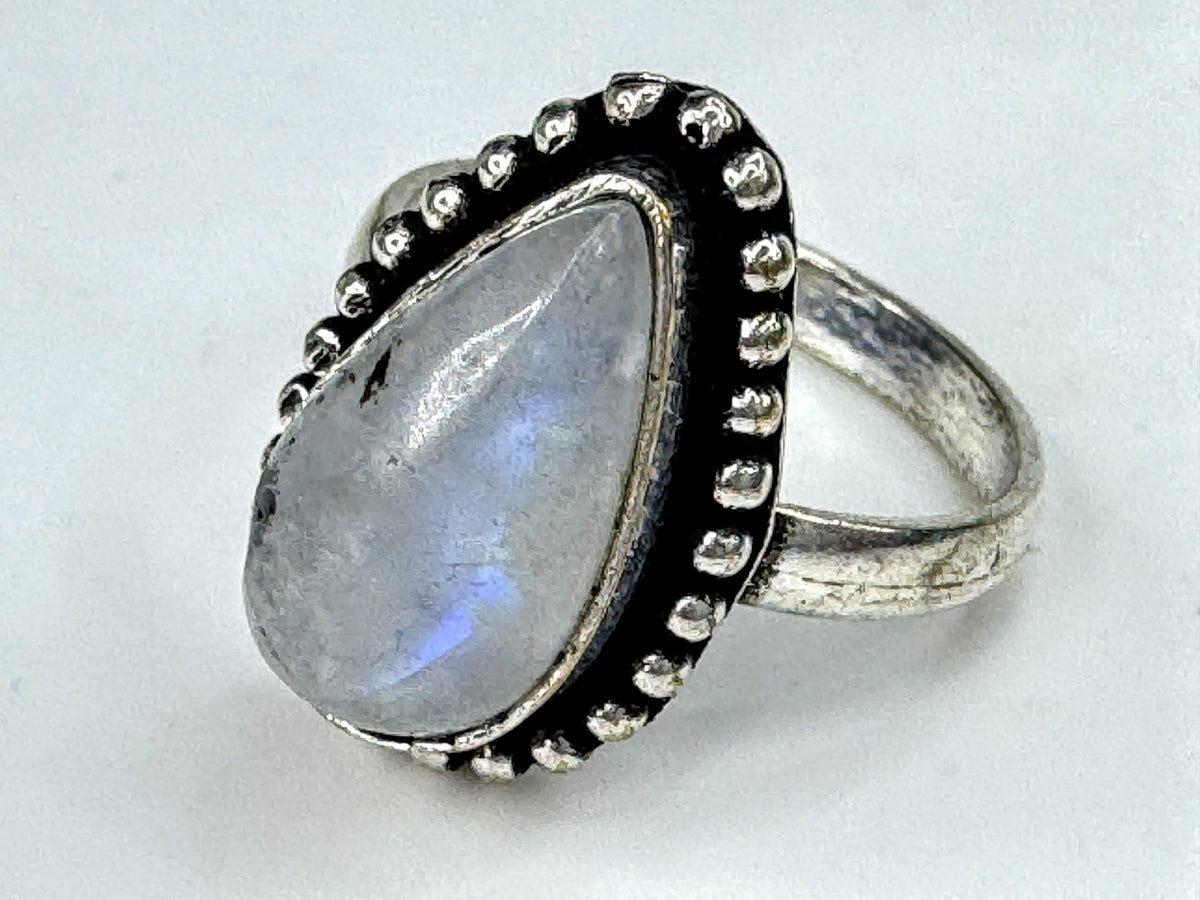 Vintage Sterling Silver Rainbow Moonstone Statement Ring 13.8g Size 7 JR2093