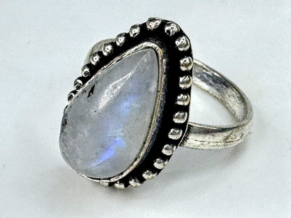 Vintage Sterling Silver Rainbow Moonstone Statement Ring 13.8g Size 7 JR2093