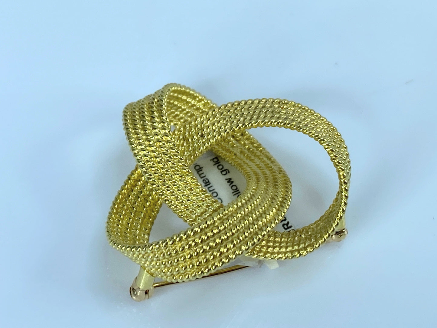Contemporary Spiral Rope knot solid 18K yellow gold brooch 1.25" 14.7g JR716